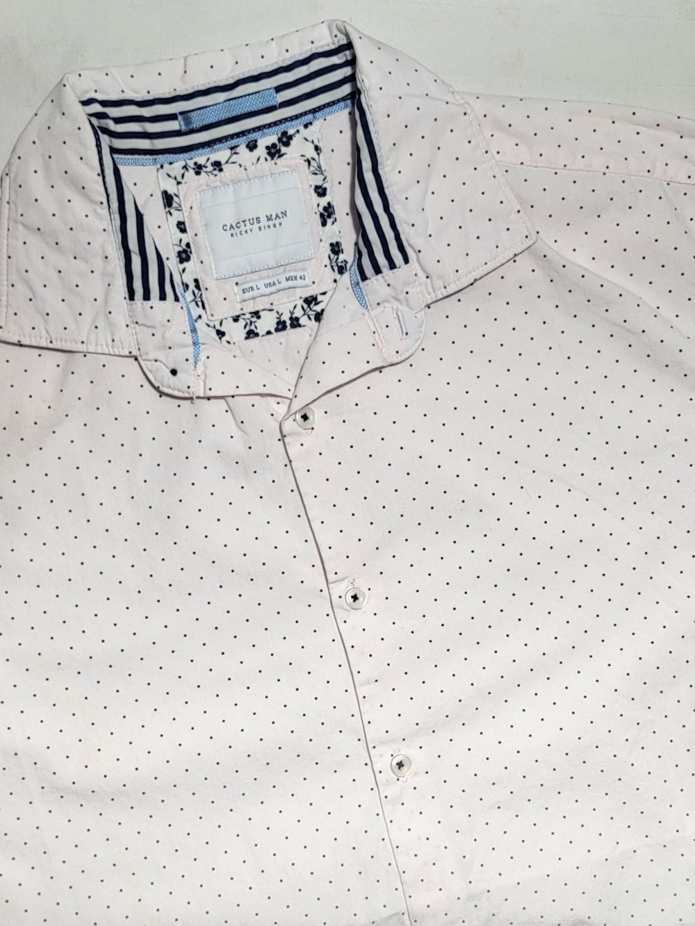 Cactus Man Ricky Singh Men's Light Pink Dot-Print Dress Shirt